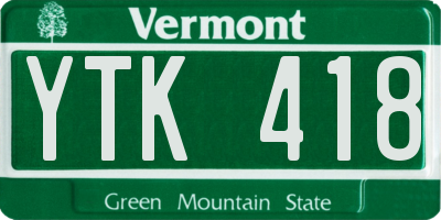VT license plate YTK418