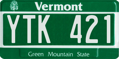 VT license plate YTK421