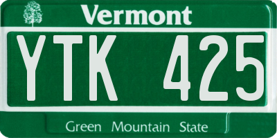 VT license plate YTK425