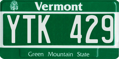 VT license plate YTK429
