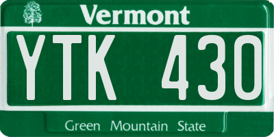 VT license plate YTK430
