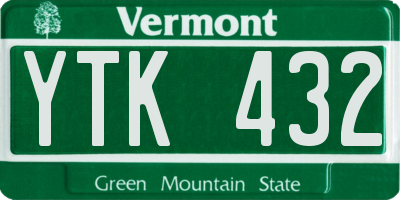 VT license plate YTK432