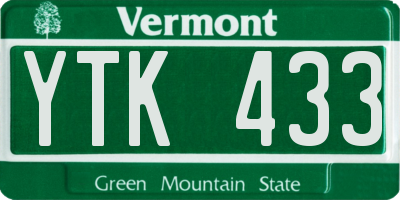 VT license plate YTK433