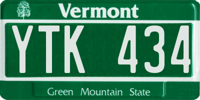 VT license plate YTK434