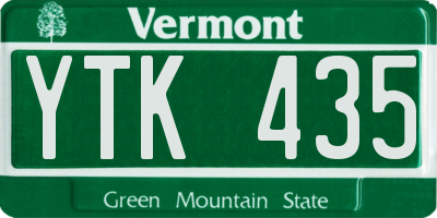 VT license plate YTK435
