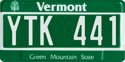 VT license plate YTK441