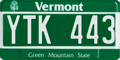 VT license plate YTK443