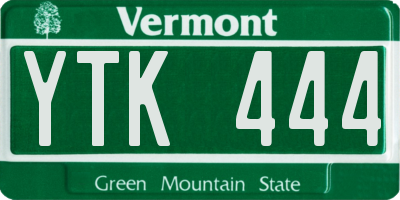 VT license plate YTK444