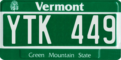 VT license plate YTK449
