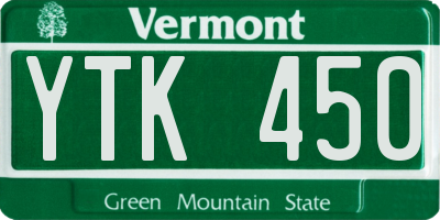 VT license plate YTK450