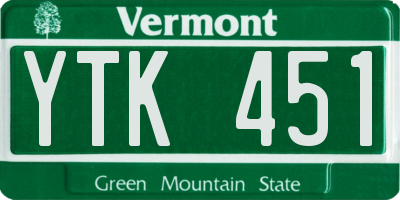VT license plate YTK451