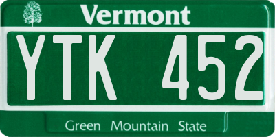 VT license plate YTK452