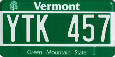 VT license plate YTK457