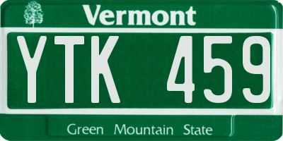 VT license plate YTK459