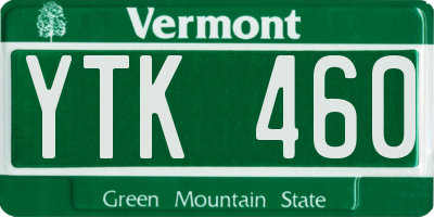 VT license plate YTK460