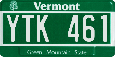 VT license plate YTK461