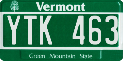 VT license plate YTK463