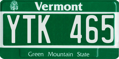 VT license plate YTK465