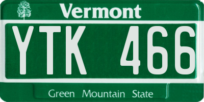 VT license plate YTK466