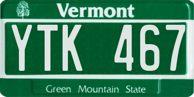 VT license plate YTK467