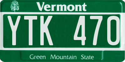 VT license plate YTK470