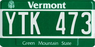 VT license plate YTK473