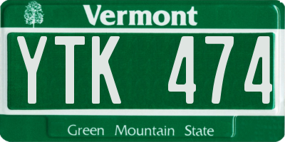 VT license plate YTK474