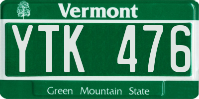 VT license plate YTK476