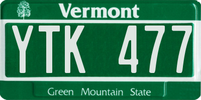 VT license plate YTK477