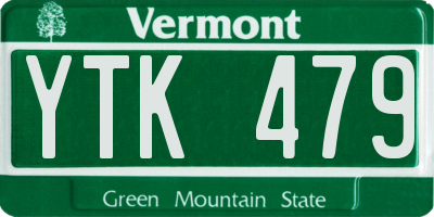 VT license plate YTK479