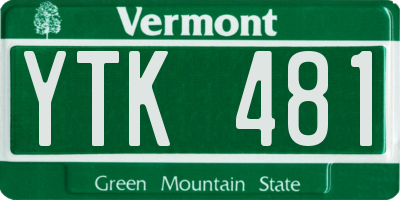 VT license plate YTK481