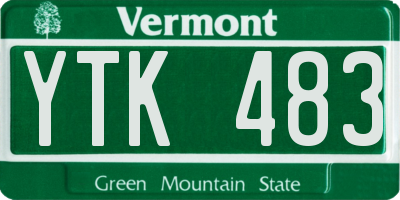 VT license plate YTK483