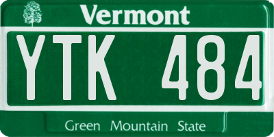 VT license plate YTK484