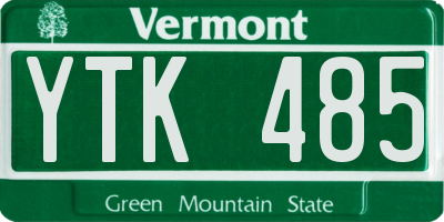 VT license plate YTK485