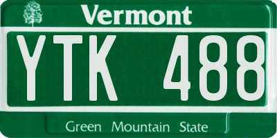 VT license plate YTK488