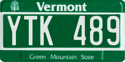VT license plate YTK489