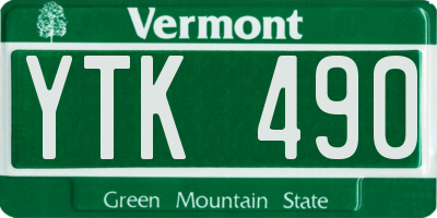 VT license plate YTK490