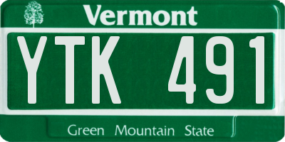 VT license plate YTK491