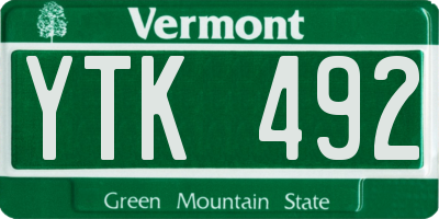 VT license plate YTK492