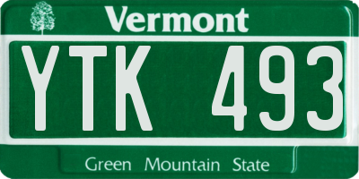 VT license plate YTK493