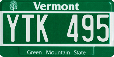 VT license plate YTK495