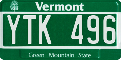 VT license plate YTK496