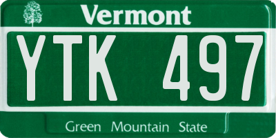 VT license plate YTK497