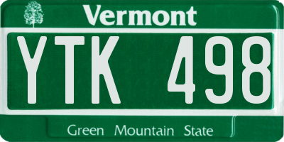 VT license plate YTK498