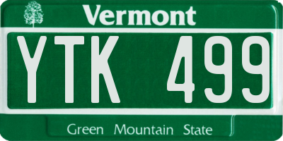 VT license plate YTK499