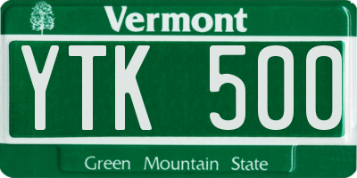 VT license plate YTK500