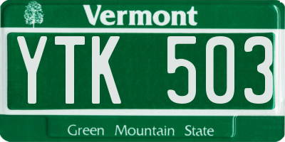 VT license plate YTK503