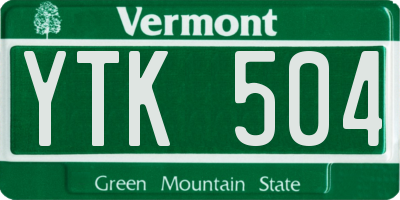 VT license plate YTK504