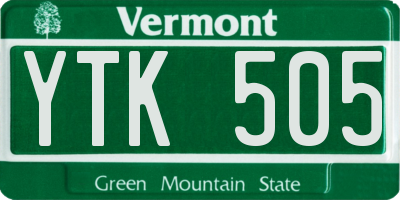 VT license plate YTK505