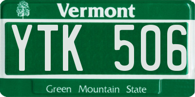VT license plate YTK506